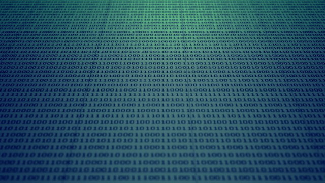 Scrolling blue and green binary code
