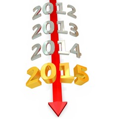 3D red  arrow with year 2015