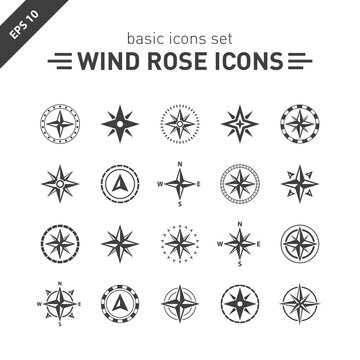 wind rose icons set.
