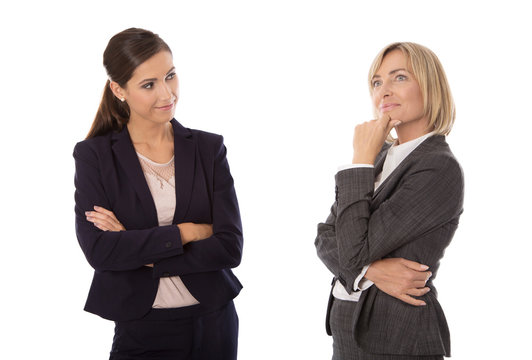 Zwei Business Frauen isoliert: Konzept Entscheidung und Zukunft