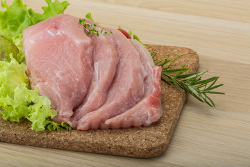 Raw pork schnitzel