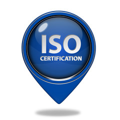 Iso certification pointer icon on white background