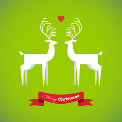 illustration of two deer on Christmas greeting card