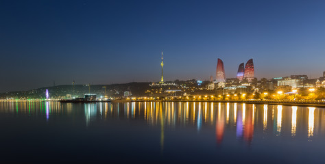 Fototapeta na wymiar Flame Tower in Baku