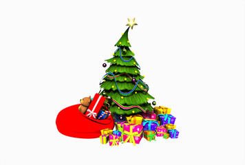Christmas tree and presents