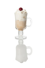 mug of irish coffee with cherry