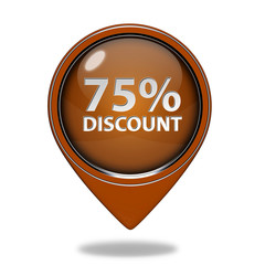 Discount 75 pointer icon on white background