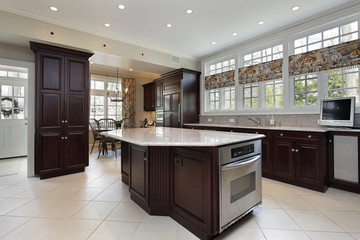 Kitchen in luxury home with center island