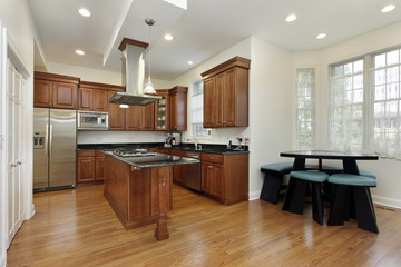 Kitchen with oak wood cabinetry