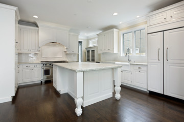 Kitchen with white cabinetry