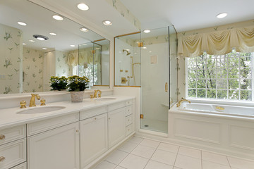 Master bath with glass shower