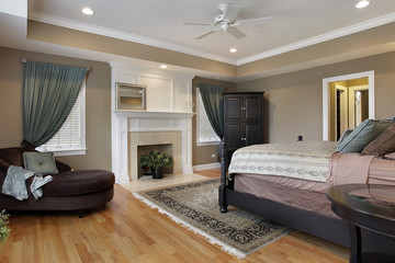 Master bedroom with fireplace