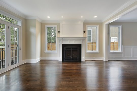 Living room with fireplace