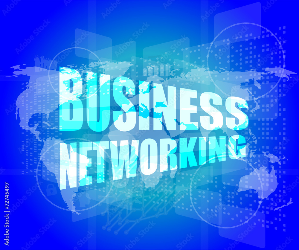 Poster business networking icon on digital screen