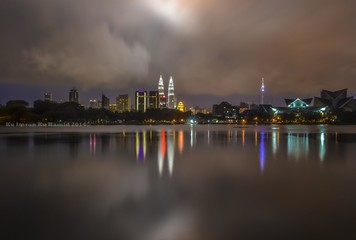 Fototapeta na wymiar Kuala Lumpur in Cloudy Glowing Night