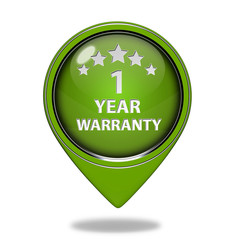 One year warranty pointer icon on white background