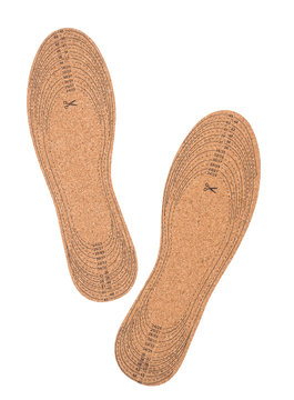 Cork Shoe Insoles, Isolated On White