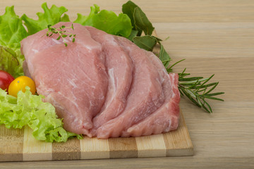 Raw pork schnitzel