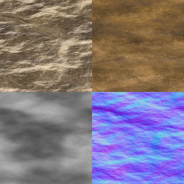 Wet stone seamless generated texture (with diffuse, bump and nor