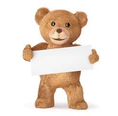 Fotobehang teddy with empty card © CREATIVE STOCK