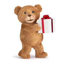 Teddy bear with a gift box
