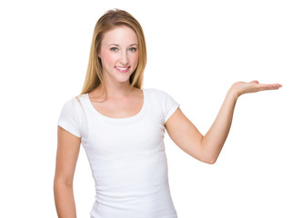 Fototapeta premium Woman with open hand palm