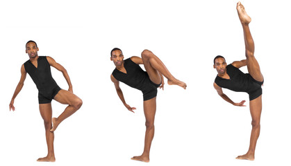 male ballet dancer warming up and showing flexibility