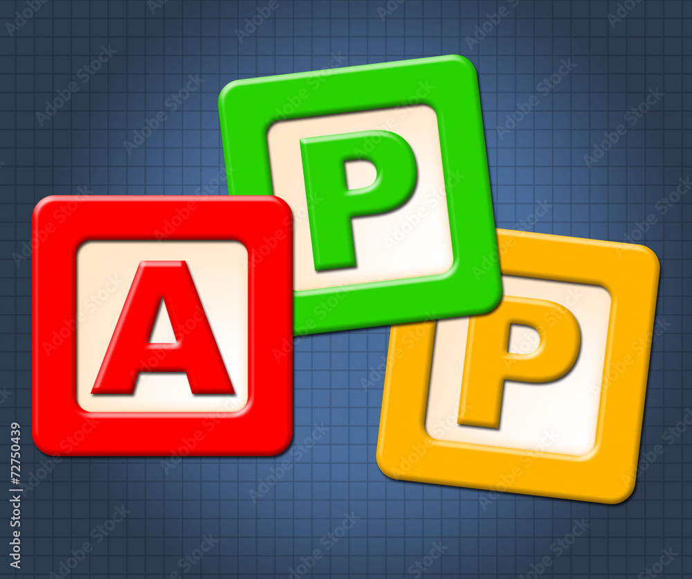 Poster app kids blocks indicates application software and online