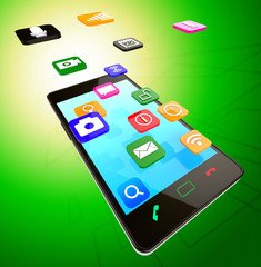 Social Media Phone Shows News Feed And Cellphone