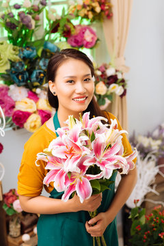 Seller with flowers