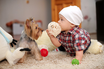 kid and dog