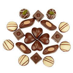 chocolate candies isolated on white background