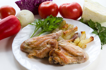 Chicken wings with potatoes