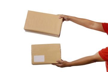 Holding Brown Package Box