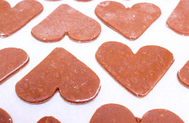 Gingerbread dough for Christmas cookies, shape of heart