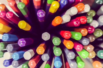 assortment of color pencils close up