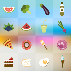 Collection of diet and fat food.