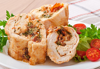 Rolled Chicken with spinach and sun-dried tomatoes
