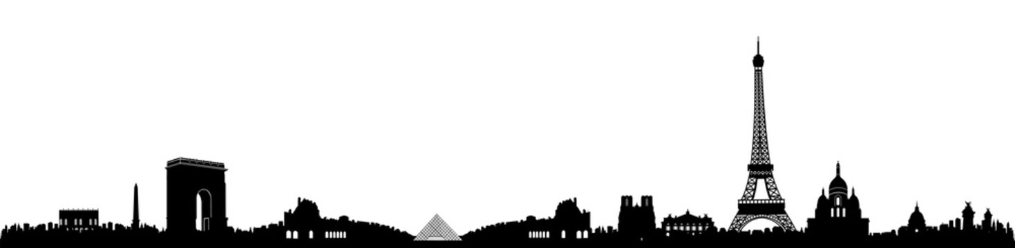 Fototapeta Czarno-biała sylwetka panoramę Paryża