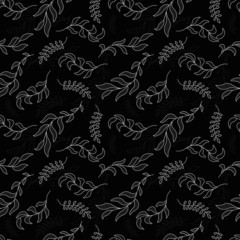 Seamless black and white pattern of branches