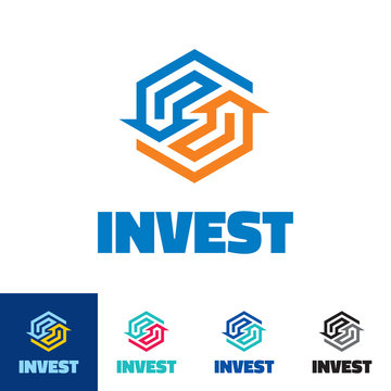 Invest - business logo. Arrows recycled logo concept.