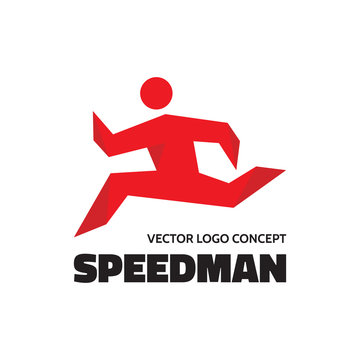 Speedman - vector logo. Running man. Human character.