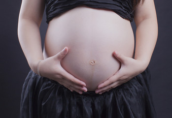 Pregnant with black background