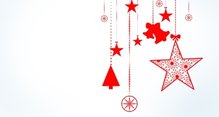 Hanging christmas decorations with copy space