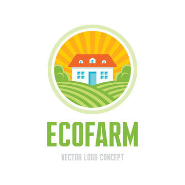 Ecofarm - vector logo. Organic product farm illustration.
