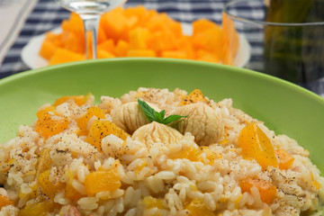 Risotto alla zucca e castagne