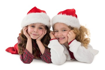 Festive little siblings smiling at camera