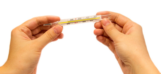 Medical thermometer in hands