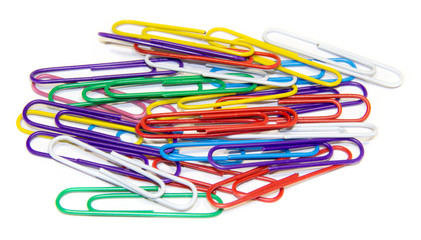 Paper clips on white background