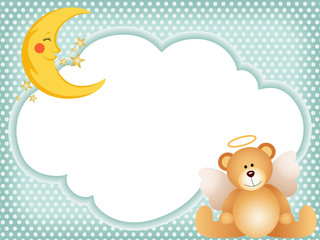 Angel teddy bear on cloud